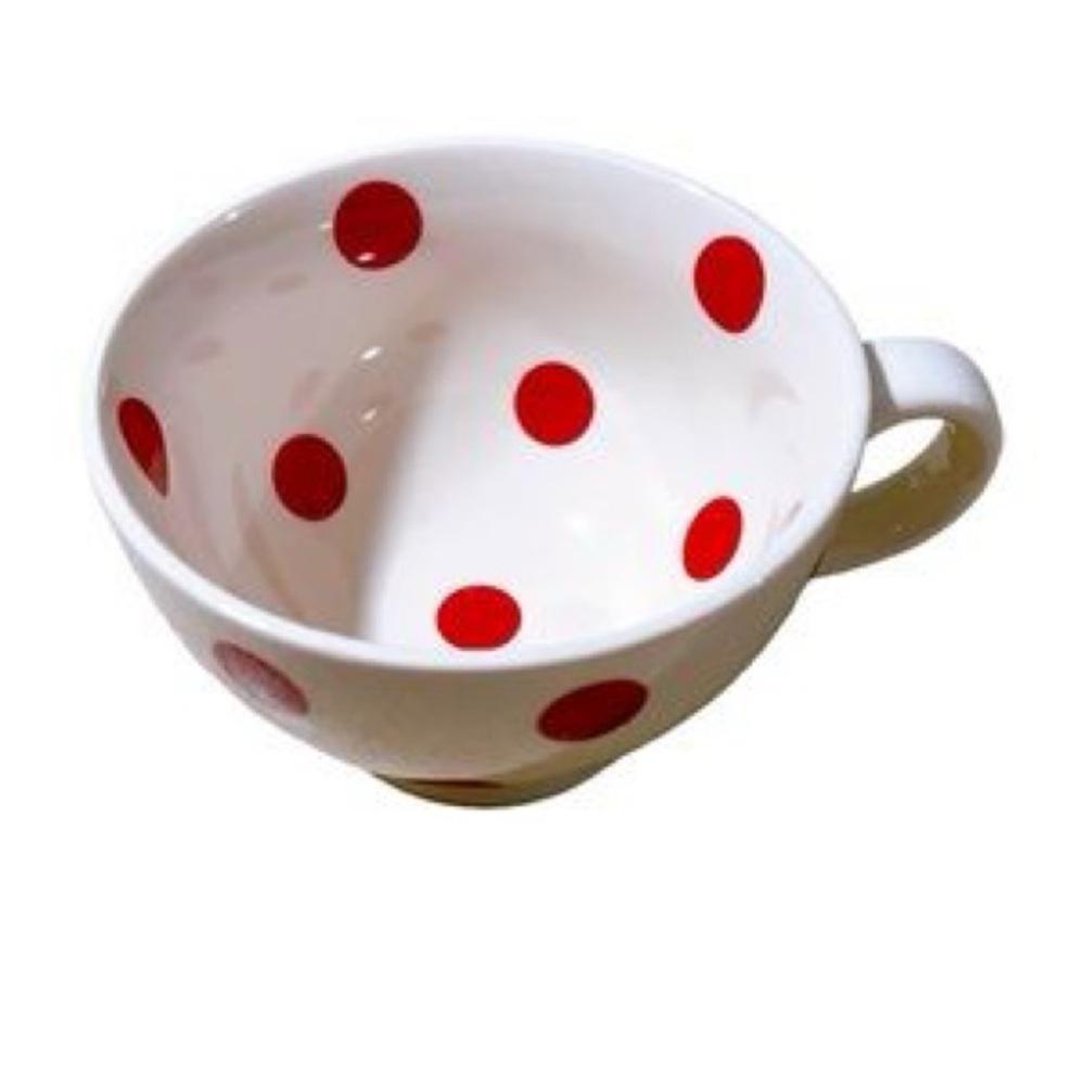 Pier 1 Red Polka Dot Footed Oversized Mugs - Set of 4